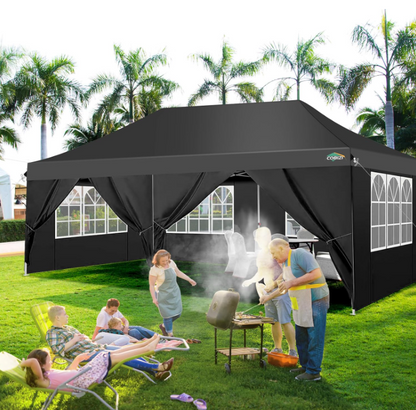 Partytent – Feesttent – Paviljoen – Tuintent – Pop-up Tent – 3x6 Meter – Waterdicht 420D Polyester – 4 Afneembare Zijwanden – Verstelbare Hoogte