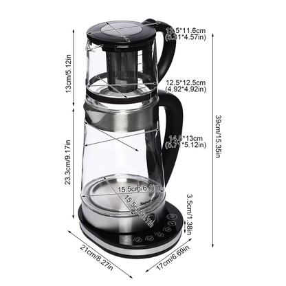 Theeset met Waterkoker en Theepot – Glazen Waterkoker 2.5L + Theepot met Filter 1L – Set van Ketel en Theepot – Voor Thee & Infusies – Stijlvol en Hittebestendig Glas