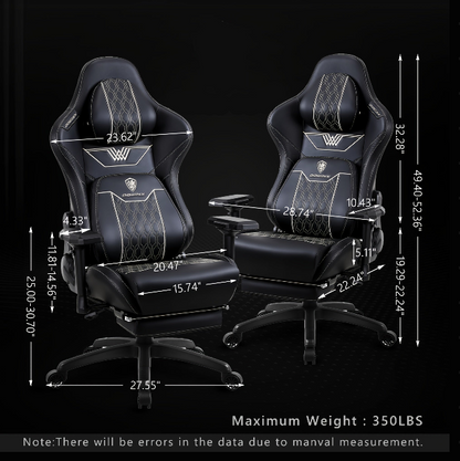 Gaming Stoel – Bureaustoel – Office Chair – Gamerstoel – Ergonomische Stoel – Grijs – 4D Verstelbare Armleuningen – Hoogte- en Lendensteun – 360° Draaibaar – Metalen Frame – Max 158,7 kg