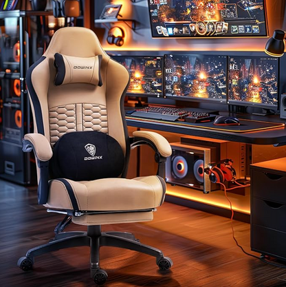 Gamingstoel – Gamestoel – Gaming Chair – Game Stoel – Bureaustoel – Pocketvering Zitting – Verstelbare Voetensteun – Ergonomische Rugsteun – Stalen Frame