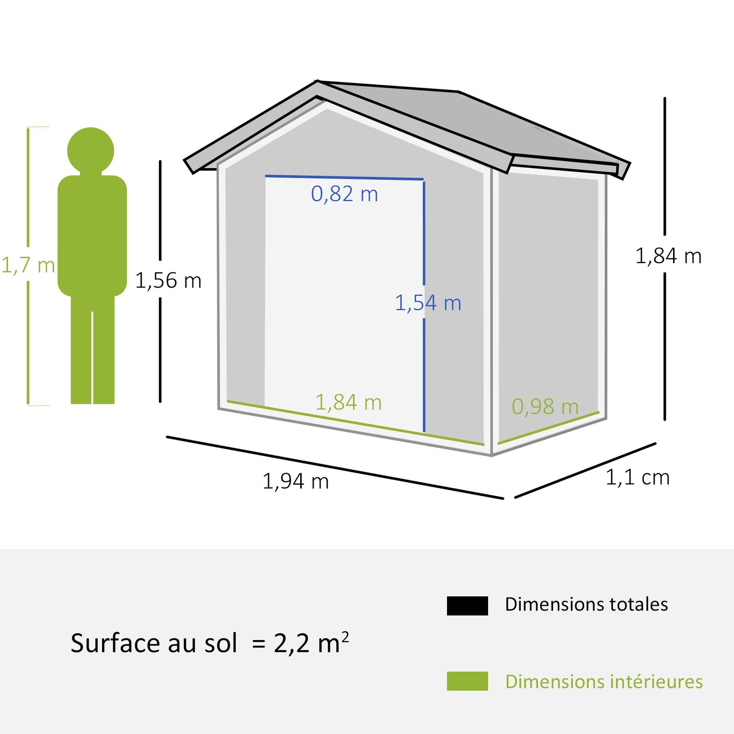 Tuinhuis – Tuinberging – Tuinschuur – Opslagkast – Tuinkast – Lichtgroen – Schuifdeuren – Gegalvaniseerd Staal – Ventilatieopeningen – 4,9 m²