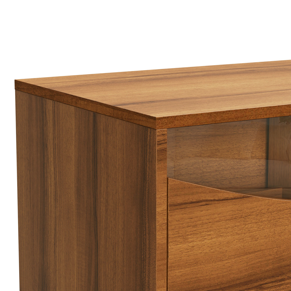 Modern TV Stand with Golden Metal Legs & Glass Top - Extra Long 180cm Media Console, Heavy-Duty Metal Construction, Built-in Storage Cabinet with Open Shelves & Closed Cabinets, Minimalist Living Room Furniture for Large TVs,