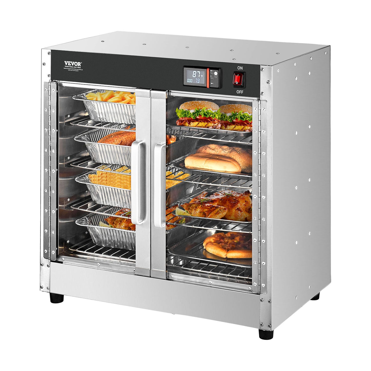 Etenwarmer – Warmhoudkast – Food Warmer – Warmhoudkast 4-Laags – Warmehoudkast – Roestvrij Staal – Instelbare Temperatuur 27-80°C
