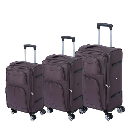 Kofferset – Reiskoffer Set – Trolley – Hardcase – Handbagage – Oxford Materiaal – 360° Draaibare Wielen – Krasbestendig – Lichtgewicht – Koffiebruine Kleur