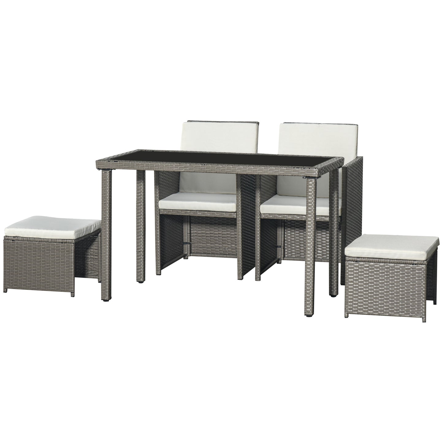 Tuinset – Buitenmeubelset – Balkonset – Terrasmeubelen – Loungeset – 5-Delig Met Afneembare Kussens – Weerbestendig PE-Rattan Grijs