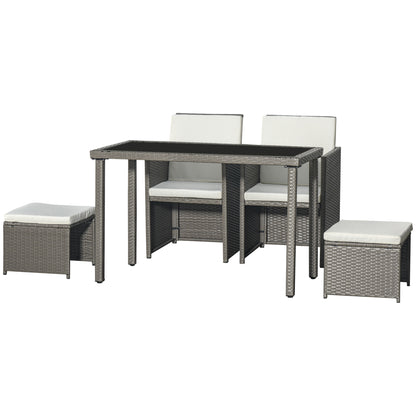 Tuinset – Buitenmeubelset – Balkonset – Terrasmeubelen – Loungeset – 5-Delig Met Afneembare Kussens – Weerbestendig PE-Rattan Grijs