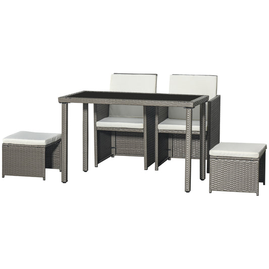 Tuinset – Buitenmeubelset – Balkonset – Terrasmeubelen – Loungeset – 5-Delig Met Afneembare Kussens – Weerbestendig PE-Rattan Grijs