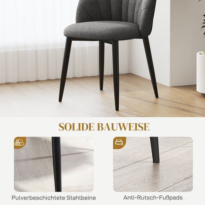 Eetkamerstoelen – Keukenstoelen – Stoelen Set – Moderne Stoelen – Fluwelen Stoelen – Donkergrijs – Steviele Stalen Poot – Compact Armless Design