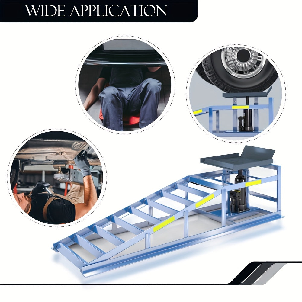 Hydraulische Autobrug – Autohefbrug – Autolift – Wagenlift – Hydraulische Ramps – Verstelbare Hoogte – Reflecterende Strepen – Veiligheidsborgpennen