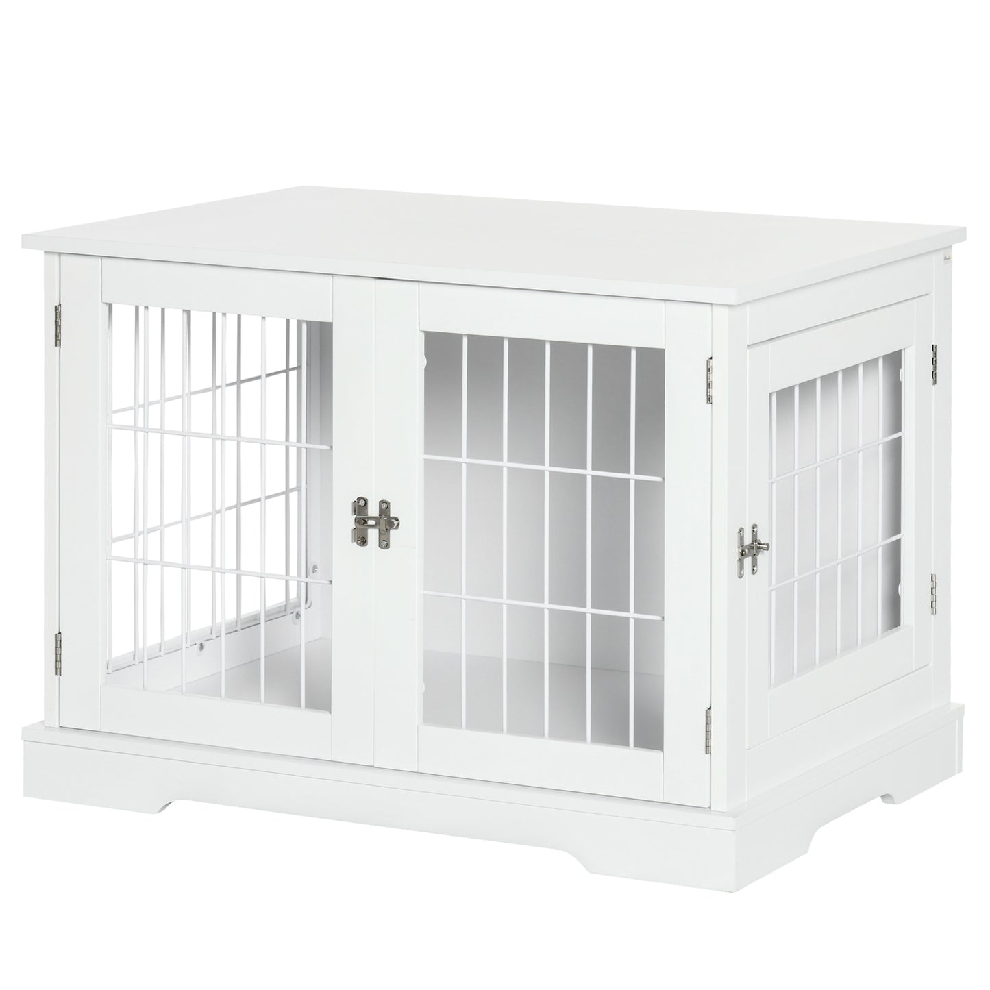 Hondenbench – Hondenkooi – Hondenhok – Hondenhuisje – Wit 2-in-1 Met Tafelblad – Twee Lockbare Deuren – Stevig MDF En Metaal – Compact Voor Kleine Honden