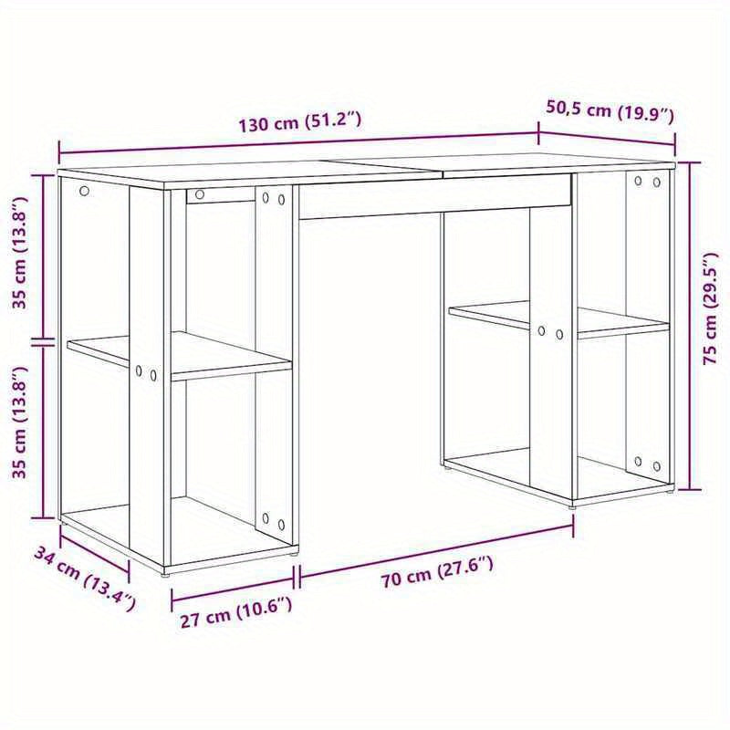 Bureau – Werktafel – Werkplek – Schrijftafel – Compact Bureau – Wit – MDF & Hardhout – Ruime Opbergruimte – 130 x 50,5 x 75 cm