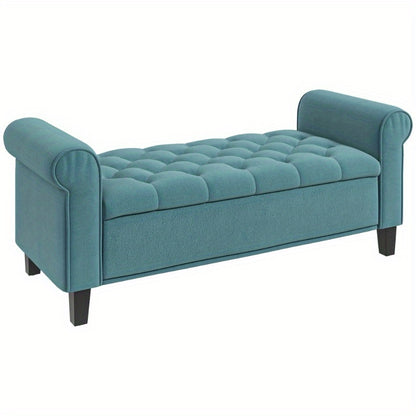 Gestoffeerde Bank Met Opbergruimte – Opbergbank – Zitbank – Halbank – Schoenenbank – Fluweel Groen – 126 x 48,5 x 47 cm – Draagvermogen 120 kg