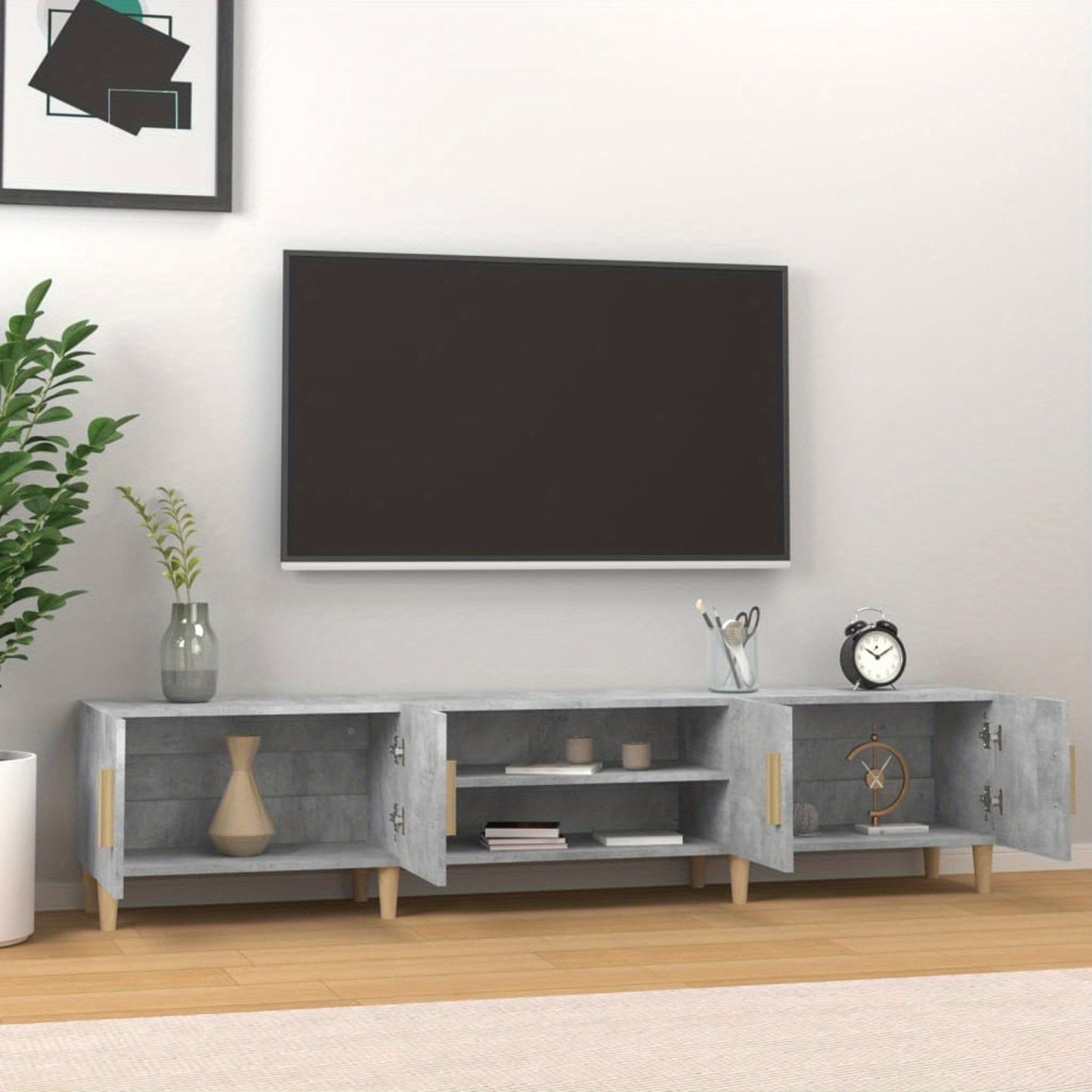 tv-meubel – tv-kast – media meubel – entertainment meubel – dressoir – Betonlook Design – 180 cm Breedte – Hoogwaardig Engineered Wood