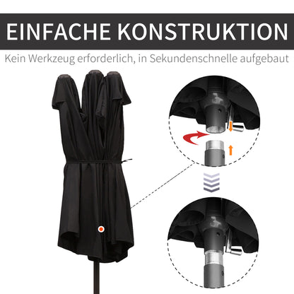 Parasol – Zonwering – Tuinparasol – Terrasparasol – Dubbele Parasol – Extra Groot Ovaal – Handzwengel – Waterafstotend Polyester