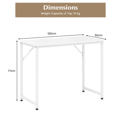 Bureau – Schrijftafel – Computertafel – Werkplek – Bureautafel – Wit MDF Tafelblad – Stevig Metalen Frame 102x50 cm