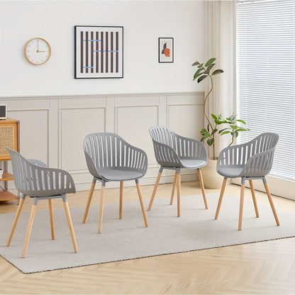 Eetkamerstoel – Eetkamerstoelen – Kuipstoelen – Keukenstoel – Stoel – PU Kunstleer – Beukenhouten Poten – Ergonomisch Comfort – Uitneembare Kussens