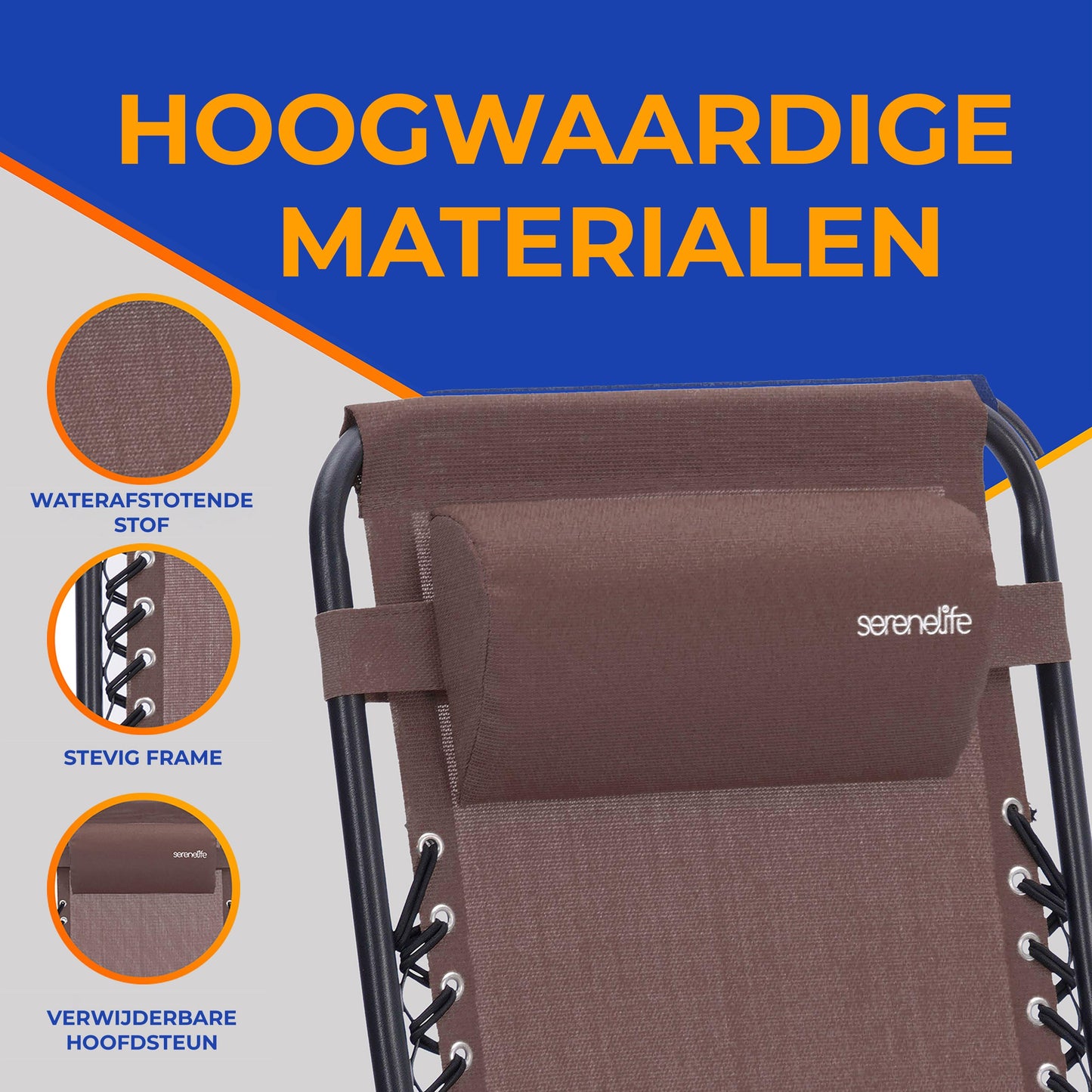 Loungestoel – Lounger – Tuinstoel – Relaxstoel – Ligstoel – Set Van 2 – Verstelbaar Met Afneembaar Zijtafeltje – Weerbestendig Stalen Frame - Bruin