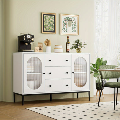 Ladekast – Kast – Opbergkast – Dressoir – Zijkast – Wit Zwart Hout – Verstelbare Planken – 3,2+ Kubieke Voet Capaciteit