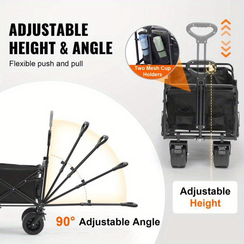 Bolderwagen – Inklapbare Wagen – Transportwagen – Strandwagen – Draagkracht 158 Kg – All-Terrain Wielen