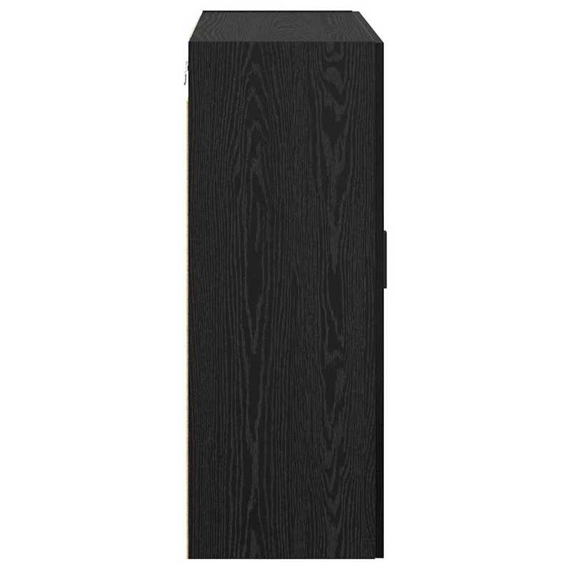 Muurkast – Wandkast – Opbergkast – Hangkast – Kast Zwart Eiken – 2-Delig Set – Duurzaam Hardhout – 69,5x34x90 cm