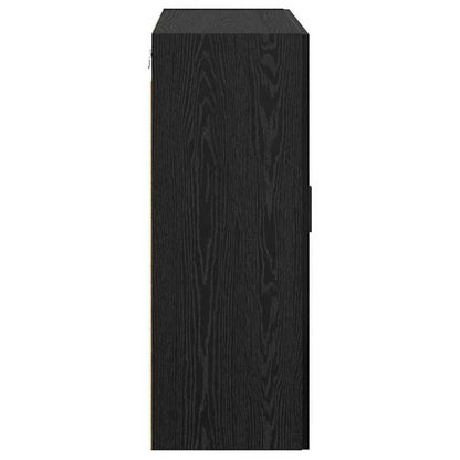 Muurkast – Wandkast – Opbergkast – Hangkast – Kast Zwart Eiken – 2-Delig Set – Duurzaam Hardhout – 69,5x34x90 cm