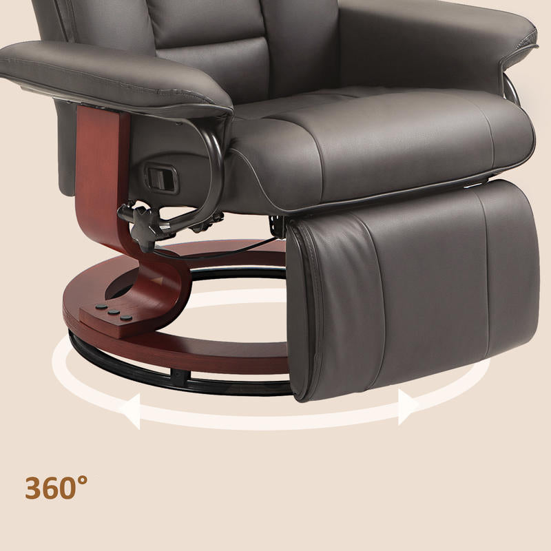 Relaxfauteuil – Loungefauteuil – Relaxstoel – Draaifauteuil – Fauteuil – Verstelbare Rugleuning – 360° Draaibare Basis – Kunstleren Bekleding – Stalen Frame – Geschikt Tot 150 Kg