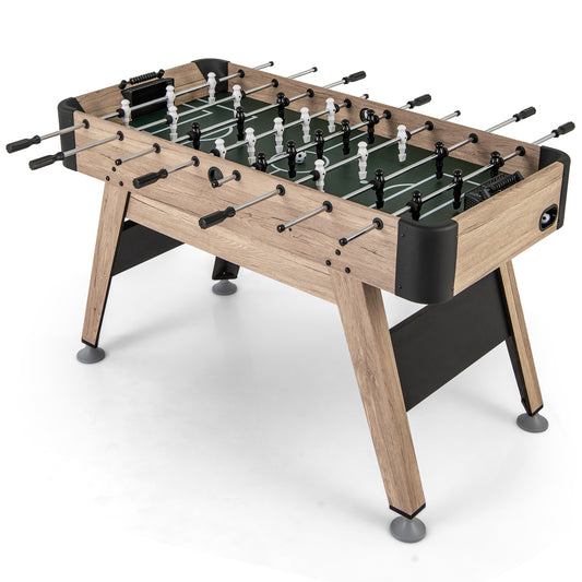137.16cm Foosball Table, Arcade Soccer Game Table with 2 Balls & 26 Players, 2 Bead Style Scorers, Heavy Duty Foosball Table with Adjustable Leg Levelers
