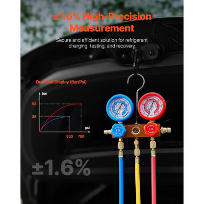 Vacuümpomp – Vacuüm Pomp – Koelvacuümpomp – HVAC Vacuümpomp – Manometer Set – Geschikt Voor Meerdere Koelmiddelen – 4,5 CFM Capaciteit