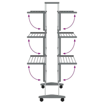 Wasrek – Droogrek – Wasknijpers – Droogtoren – Wastoren – Aluminium – Inklapbaar Met Wieltjes – 89x64x129 cm