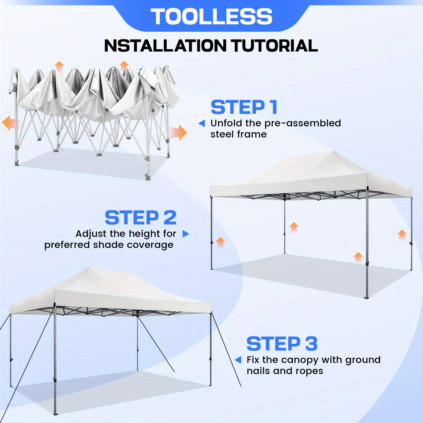Partytent – Tent – Overkapping – Luifel – Zonnescherm – 3x4,5 Meter – 4 Zijwanden – 3 Verstelbare Hoogtes – Stevig Lichtgewicht Frame – Water- en UV-bestendig Polyester