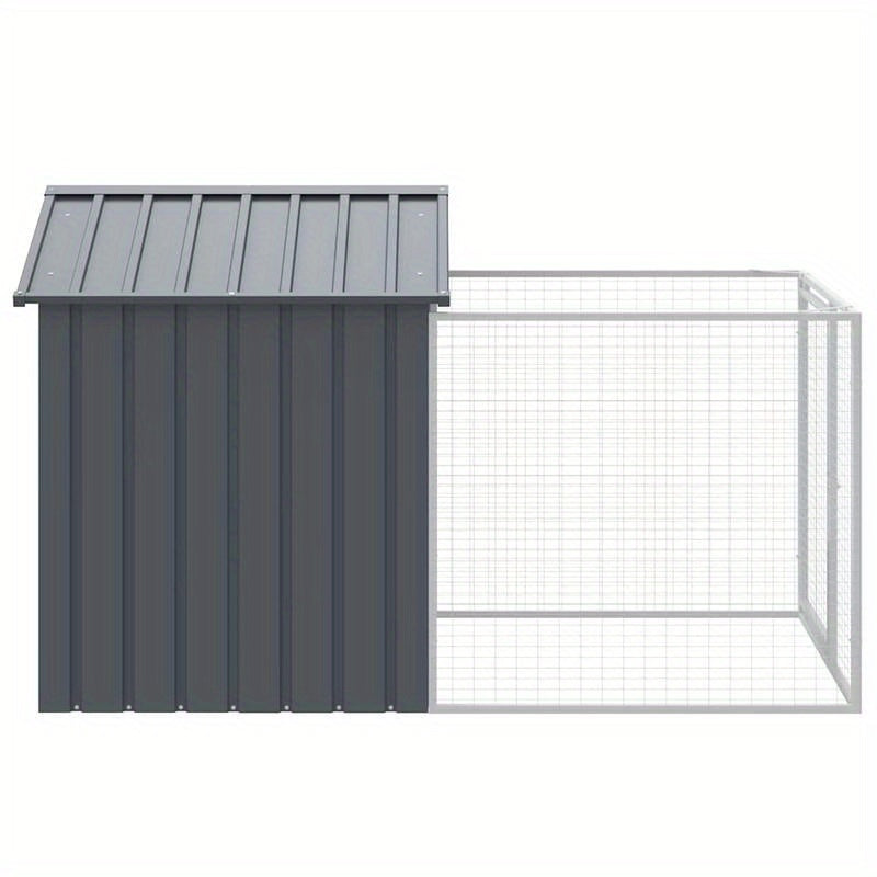 Hondenren – Tuinren – Hondenhok – Buitenren – Hondenkooi Antraciet – Gegalvaniseerd Staal – Ruim 117x201x123 cm