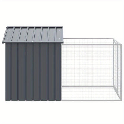 Hondenren – Tuinren – Hondenhok – Buitenren – Hondenkooi Antraciet – Gegalvaniseerd Staal – Ruim 117x201x123 cm