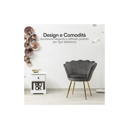 Fauteuil – Loungefauteuil – Relaxstoel – Zitstoel – Velvet Fauteuil Tortora – Gouden Poten – Zacht Schuim – 69x71x84 cm