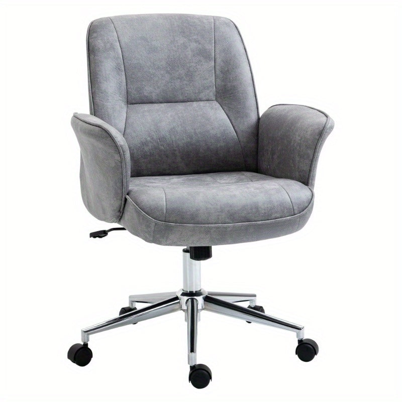 Bureaustoel – Ergonomische Stoel – Office Chair – Draaistoel – Werkstoel – Verstelbare Hoogte – Kantelfunctie – Gewatteerde Zitting – Lichtgrijze Stof – Max 120 kg