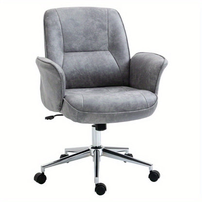 Bureaustoel – Ergonomische Stoel – Office Chair – Draaistoel – Werkstoel – Verstelbare Hoogte – Kantelfunctie – Gewatteerde Zitting – Lichtgrijze Stof – Max 120 kg