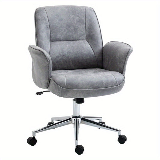 Bureaustoel – Ergonomische Stoel – Office Chair – Draaistoel – Werkstoel – Verstelbare Hoogte – Kantelfunctie – Gewatteerde Zitting – Lichtgrijze Stof – Max 120 kg