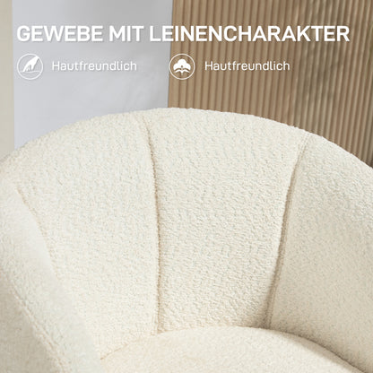 Draaifauteuil – Armstoel – Fauteuil – Zetel – Loungestoel – Crème Wit – 360 Graden Draaibaar – Comfortabele Zitting Met Zachte Bekleding