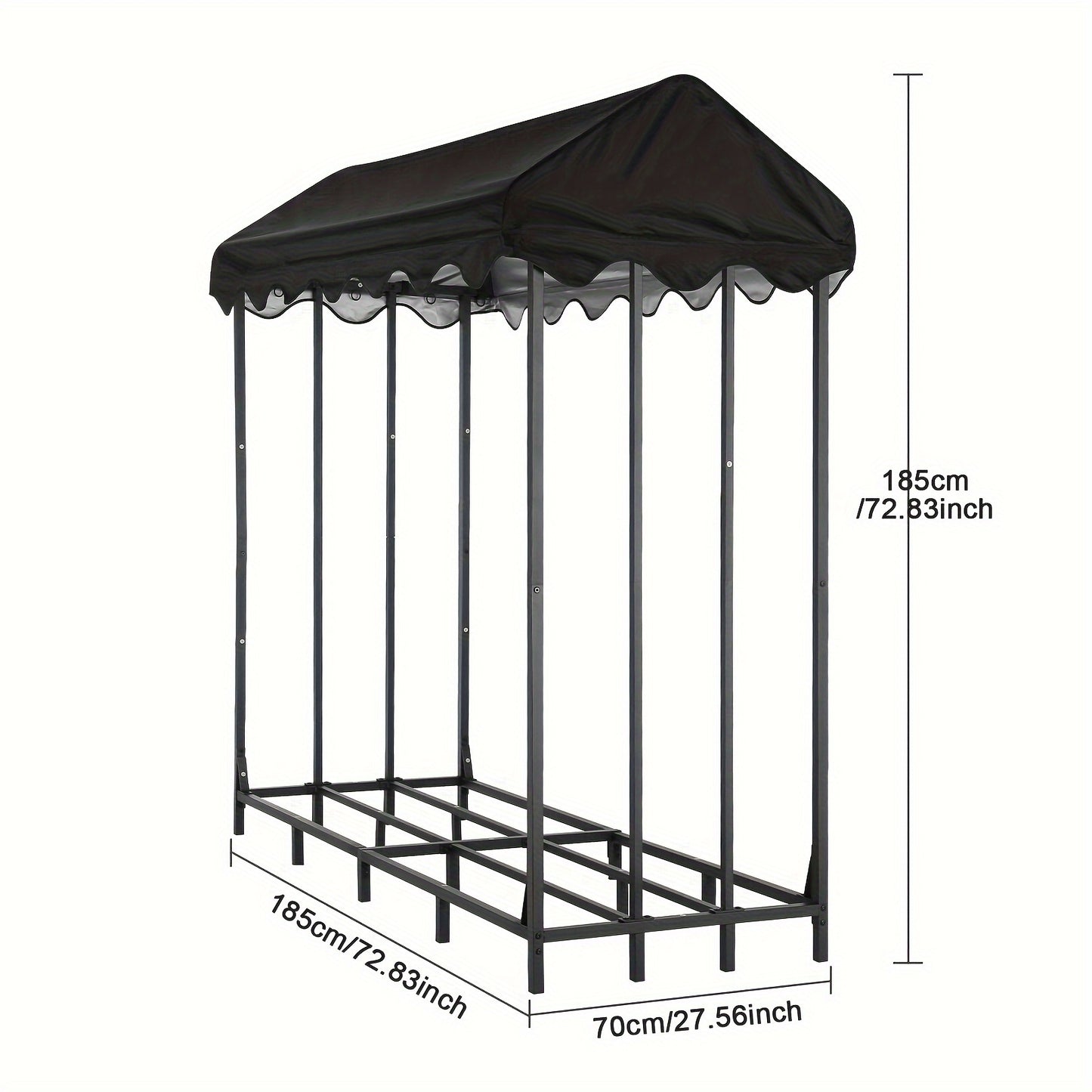 Houtopslag – Brandhoutrek – Haardhoutrek – Houtberging – Houtrek – Extra Groot 185x185x70 cm – Gepoedercoat Legeringsstaal Met Anti-Kantel Beveiliging & Robuuste Stevige Constructie