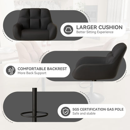 Modern Bar Stool Set of 2, Ergonomic, Adjustable Metal Frame with Backrest and Armrests, Bar Stools, Kitchen Island Bar Stools for Kitchen Islands, Home Bars, Restaurants [2 Colors Available].