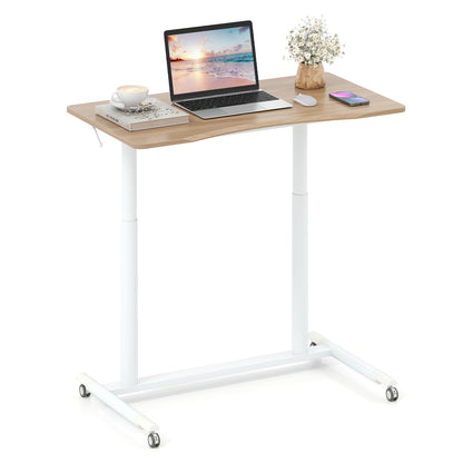Zitsta Bureau – Staande Werkplek – Verstelbaar Bureau – Mobiel Bureau – Laptop Tafel – C-vormig Design – Verstelbare Hoogte 70-107 cm – Metalen Frame Met Wieltjes