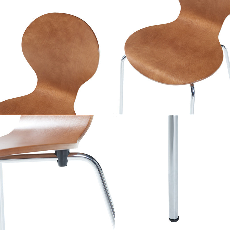 Eetkamerstoel – Stoel – Kuipstoel – Stoelset – Barkruk – Stapelbaar – Berkenhout Met Metalen Poot – Zithoogte 46 cm – Set Van 4