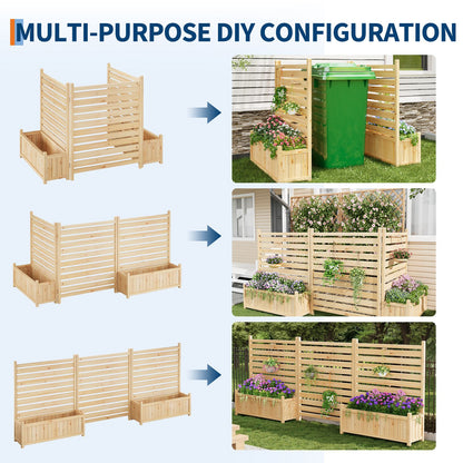 Houten Bloembak – Plantenbak – Bloempot – Tuinbak – Balkonbak – Met Privacy Scherm – Groot Formaat 55,88x101,6 cm – Duurzaam Geolied Hout