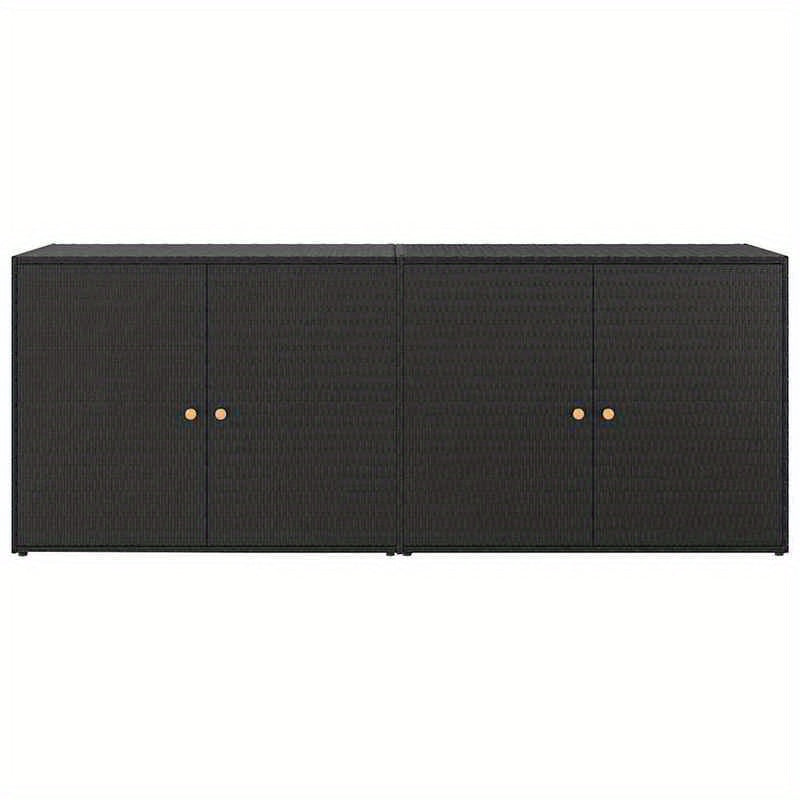 Buitenkast – Tuinopbergkast – Tuinkast – Opbergbox – Berging – Zwart – Poly Rattan – 198 x 55,5 x 80 cm – Duurzaam & Compact
