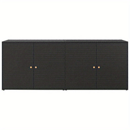 Buitenkast – Tuinopbergkast – Tuinkast – Opbergbox – Berging – Zwart – Poly Rattan – 198 x 55,5 x 80 cm – Duurzaam & Compact