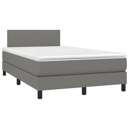 Boxspring Bed – Logeerbed – Slaapbed – Studio Bed – Twijfelaar – Donkergrijs Stof – Laag En Ruimtebesparend – Stevig Houten Frame Fire Retardant