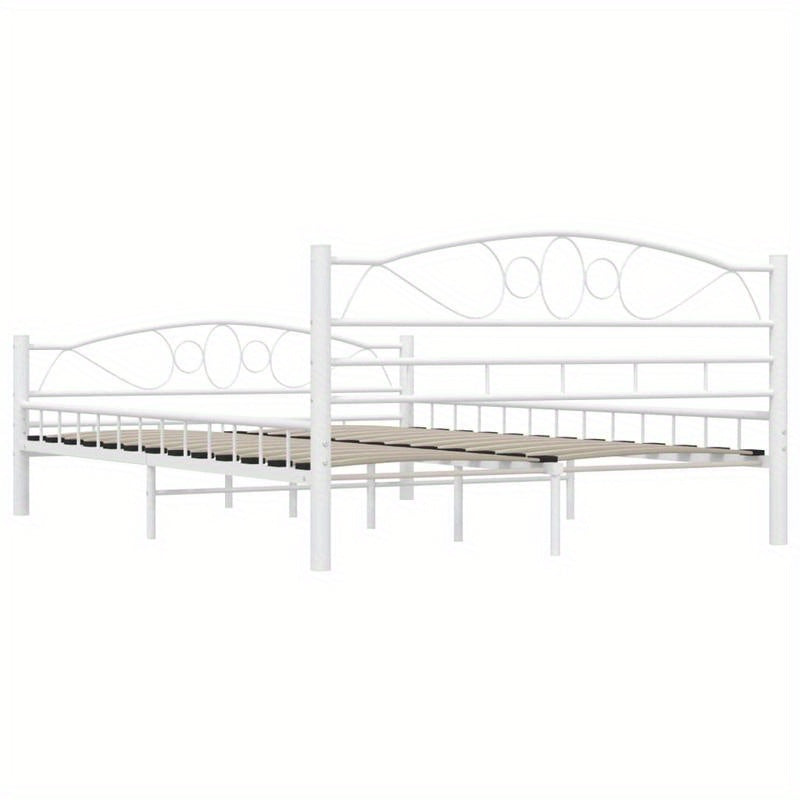 Giroletto Bianco in Metallo 140x200cm - Contemporary White Metal Bed Frame with Elegant Curved Design, Sturdy Metal Frame & Easy Assembly for Bedroom Furniture, Bed Accessories, Modern Bedroom Decor, Minimalist Bed Design, Sl