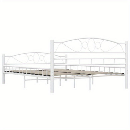 Giroletto Bianco in Metallo 140x200cm - Contemporary White Metal Bed Frame with Elegant Curved Design, Sturdy Metal Frame & Easy Assembly for Bedroom Furniture, Bed Accessories, Modern Bedroom Decor, Minimalist Bed Design, Sl
