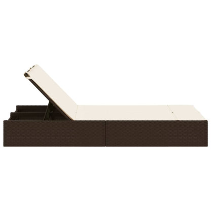 Dubbele Loungebank – Buitenbank – Tuinbank – Loungebank – 2-Persoonsbank – Weerbestendig PE-Rattan – 3 Verstelbare Rugleuningstanden – Bruin