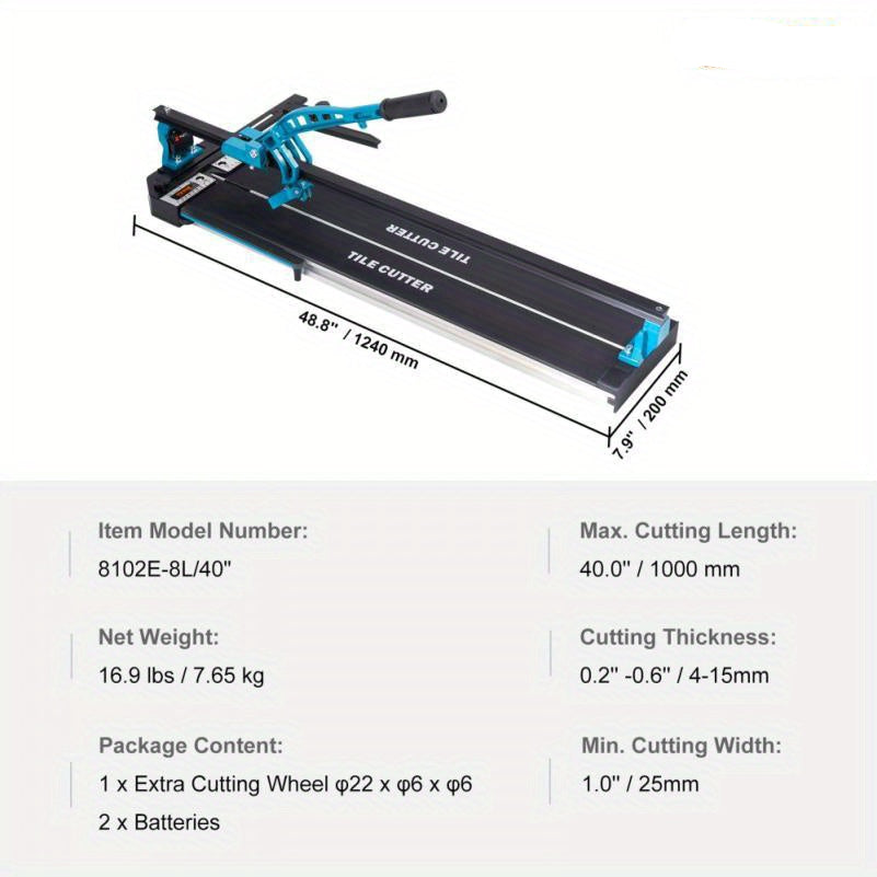 Professionele Tegelsnijder – Tegelknipper – Keramieksnijder – Porselein Knipper – Manual Tegelsnijder – 1000 mm Snijlengte – Tungsten Carbide Snijwiel – Anti-Slip Voetjes