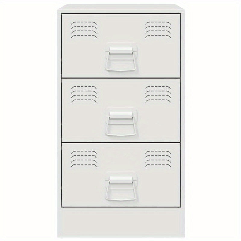Nachtkastje – Bijzettafel – Kastje – Opbergkast – Slaapkamerkast – Wit Gelakt Staal – Compact 34,5x39x62 cm – Duurzaam & Modern Design